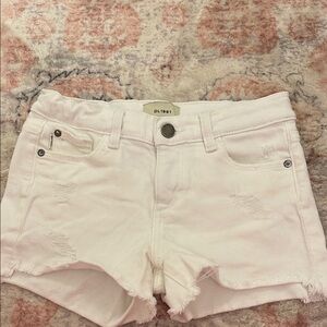DL1961 White Jean Shorts Distressed Hem
